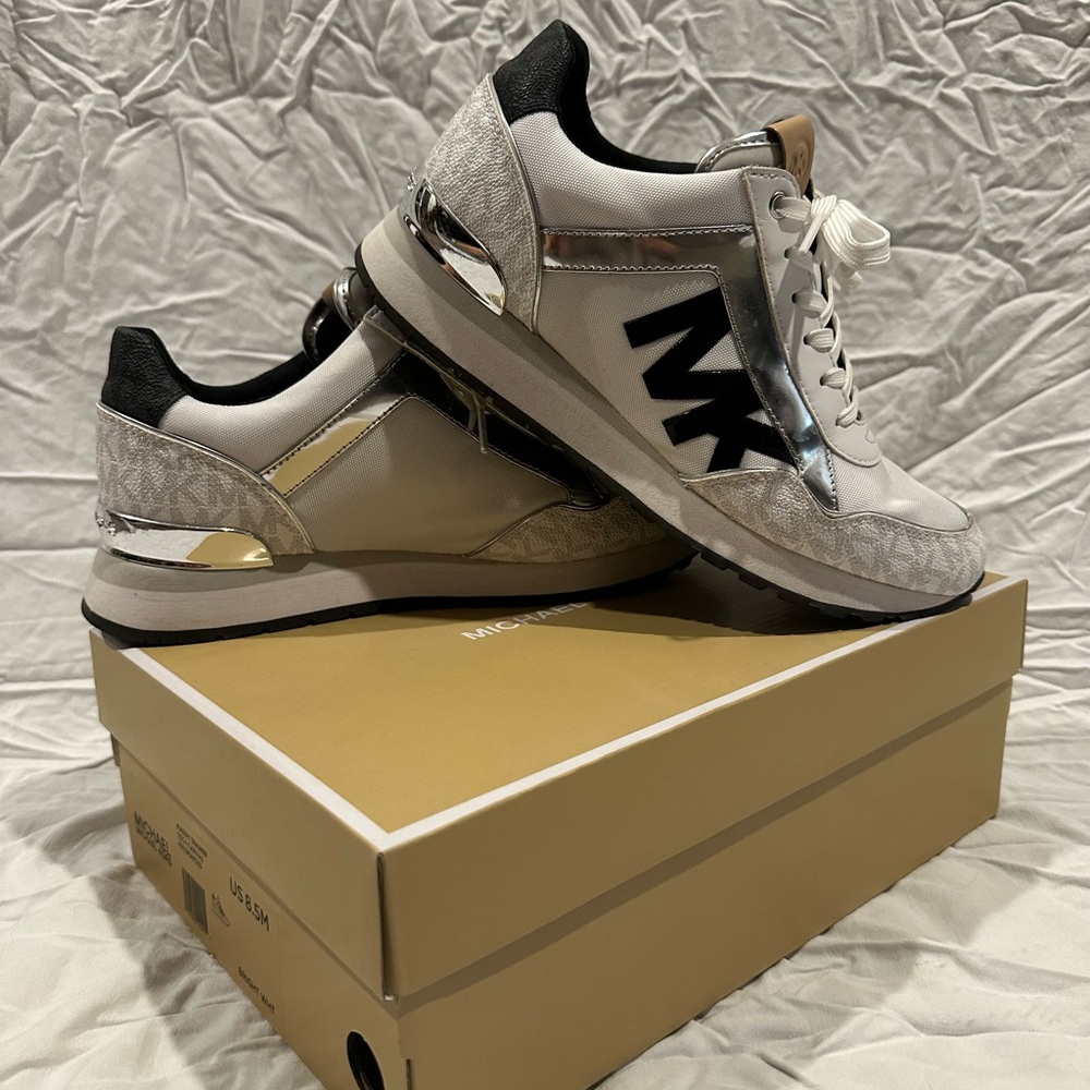 Michael Kors Silver and Black Sneakers
